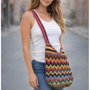 Woven Crossbody Boho Sling Bag Hippie Festival Fashion Handwoven Mochila Style
